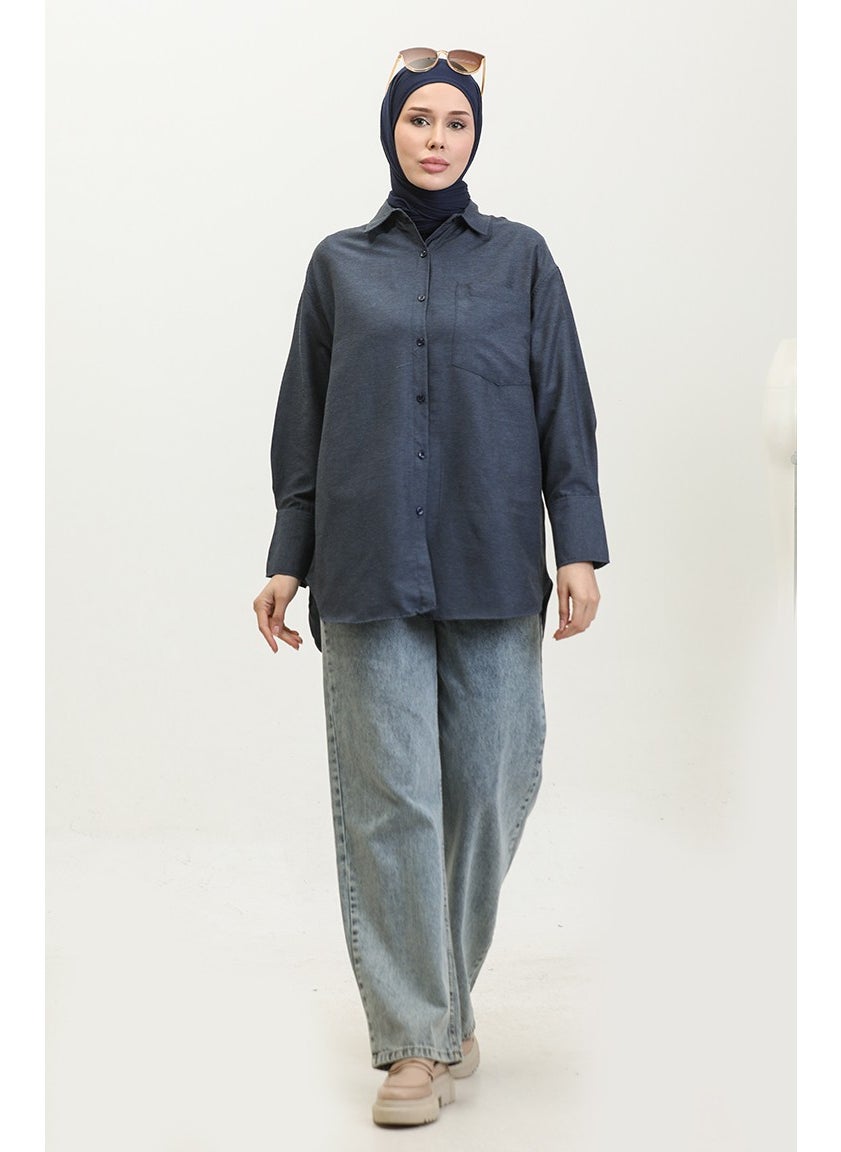 Sefa Merve Pocket Tunic 4805-07 Navy Blue  - Image 2