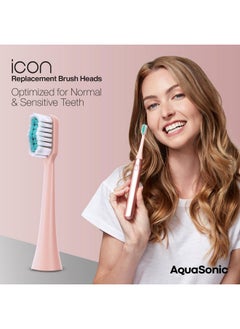 Aquasonic AquaSonic Icon Replacement Brush Heads | Compatible with AquaSonic Icon Toothbrush | 2 Brush Heads | for Normal & Sensitive Teeth (Blush)  - Image 2