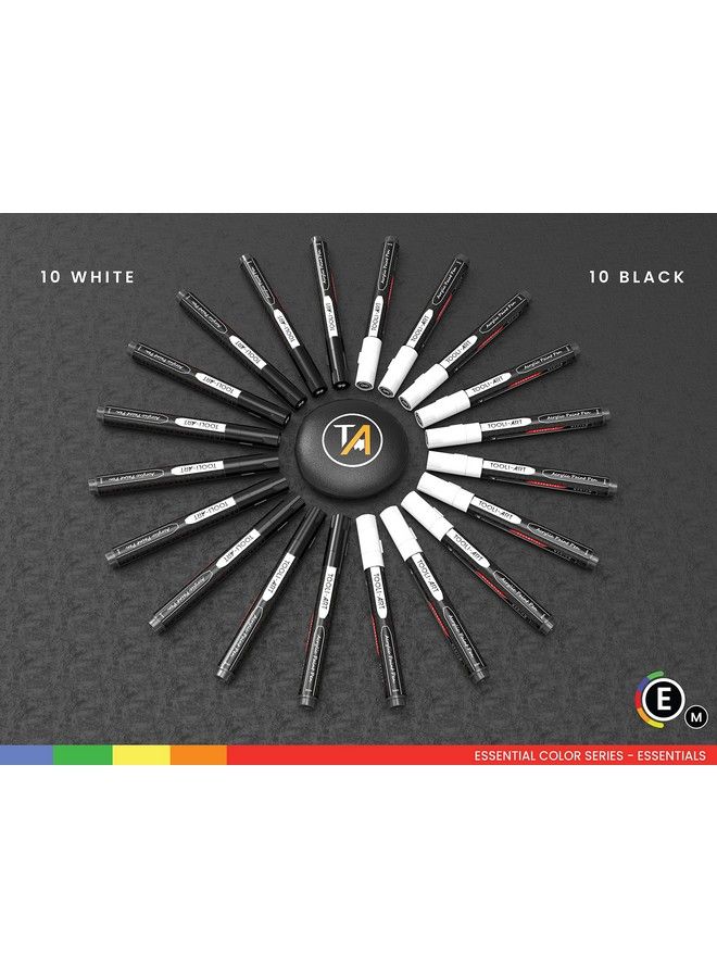 TOOLI-ART Black And White Acrylic Paint Markers Paint Pens Set For Rock Painting Canvas Mugs Metal Glass Paint Fabric Wood Diy. Non Toxic Quick Drywaterbas (Medium) - Image 4