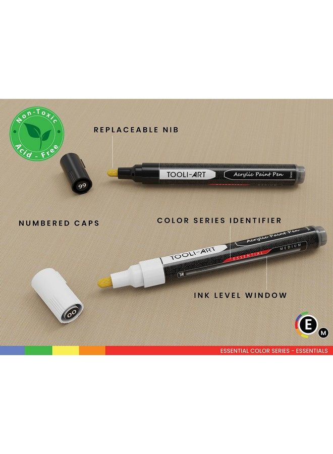 TOOLI-ART Black And White Acrylic Paint Markers Paint Pens Set For Rock Painting Canvas Mugs Metal Glass Paint Fabric Wood Diy. Non Toxic Quick Drywaterbas (Medium) - Image 5