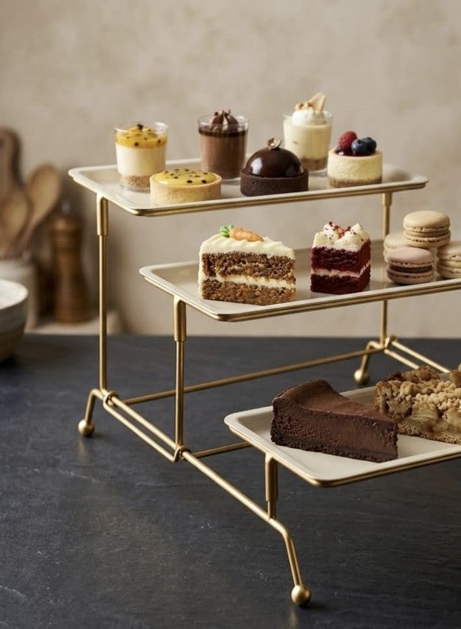 MAXXINN Metal Snacks Organizer Buffet Server Black and White, 3-Tier Metal Serving Tray – Tiered Display Stand for Dessert, Cake Stand for Cake Cutting and Decor - Image 2