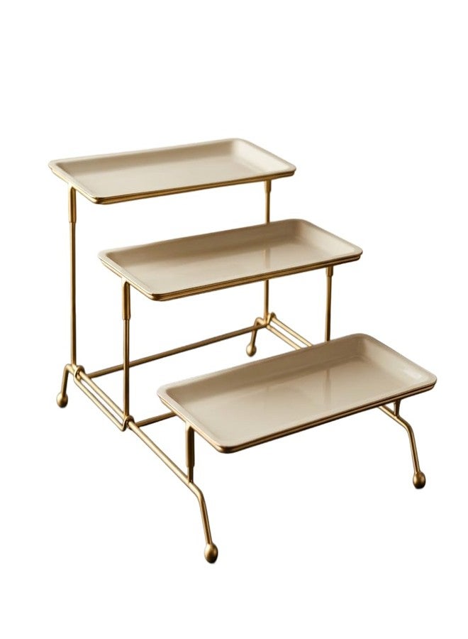 MAXXINN Metal Snacks Organizer Buffet Server Black and White, 3-Tier Metal Serving Tray – Tiered Display Stand for Dessert, Cake Stand for Cake Cutting and Decor - Image 3