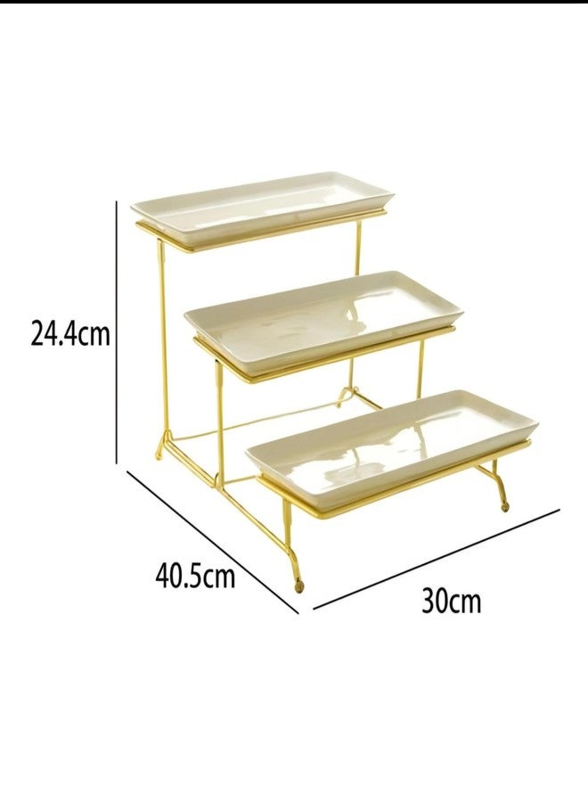 MAXXINN Metal Snacks Organizer Buffet Server Black and White, 3-Tier Metal Serving Tray – Tiered Display Stand for Dessert, Cake Stand for Cake Cutting and Decor - Image 5