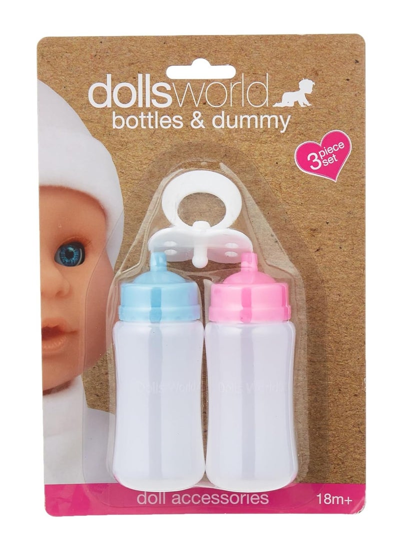 dolls world Refillable Baby Bottles with Lids and Dummy 2-Pieces Set | Milk Bottles | For Feeding Kids |  Age Group : 18 Months + - Image 1