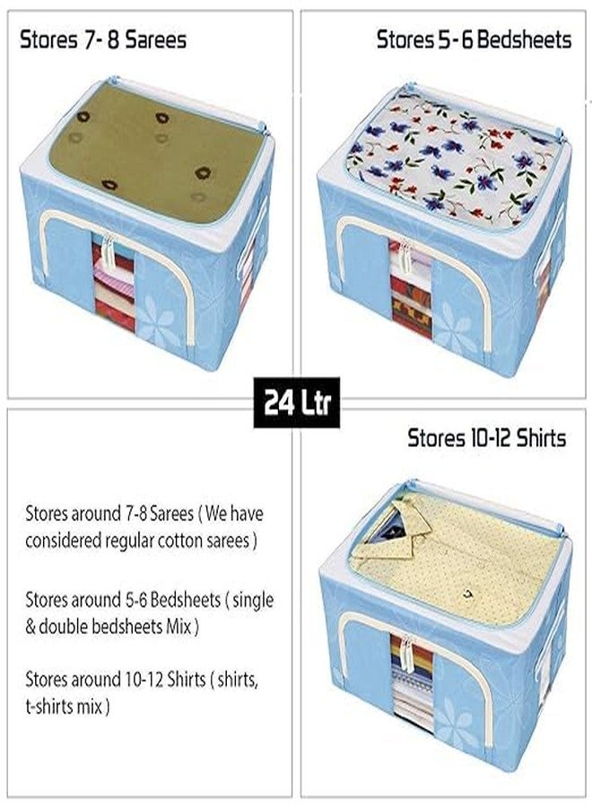 CABLE GALLERY Storage Box and Organiser 66 Liter Wardrobe Organizer for Storage Foldable Steel Frame Storage organiser with Zipper with Clear Window & Handles Storage Bags for Clothes Large size. (1) - Image 5