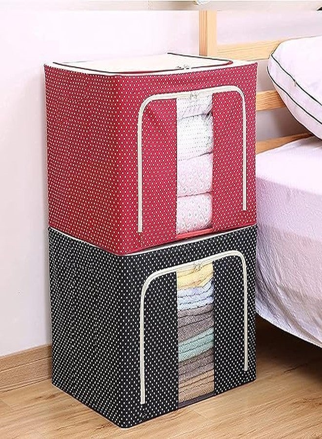 CABLE GALLERY Storage Box and Organiser 66 Liter Wardrobe Organizer for Storage Foldable Steel Frame Storage organiser with Zipper with Clear Window & Handles Storage Bags for Clothes Large size. (1) - Image 2