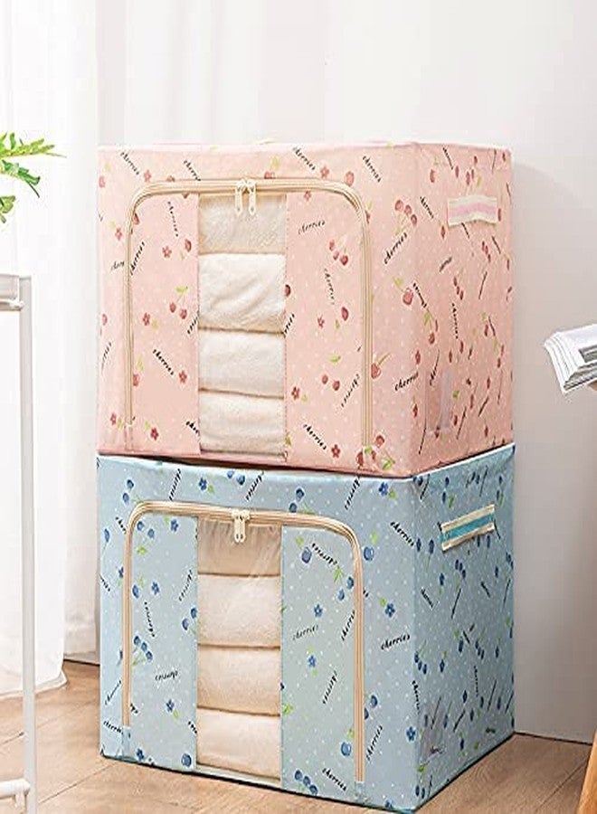 CABLE GALLERY Storage Box and Organiser 66 Liter Wardrobe Organizer for Storage Foldable Steel Frame Storage organiser with Zipper with Clear Window & Handles Storage Bags for Clothes Large size. (1) - Image 1