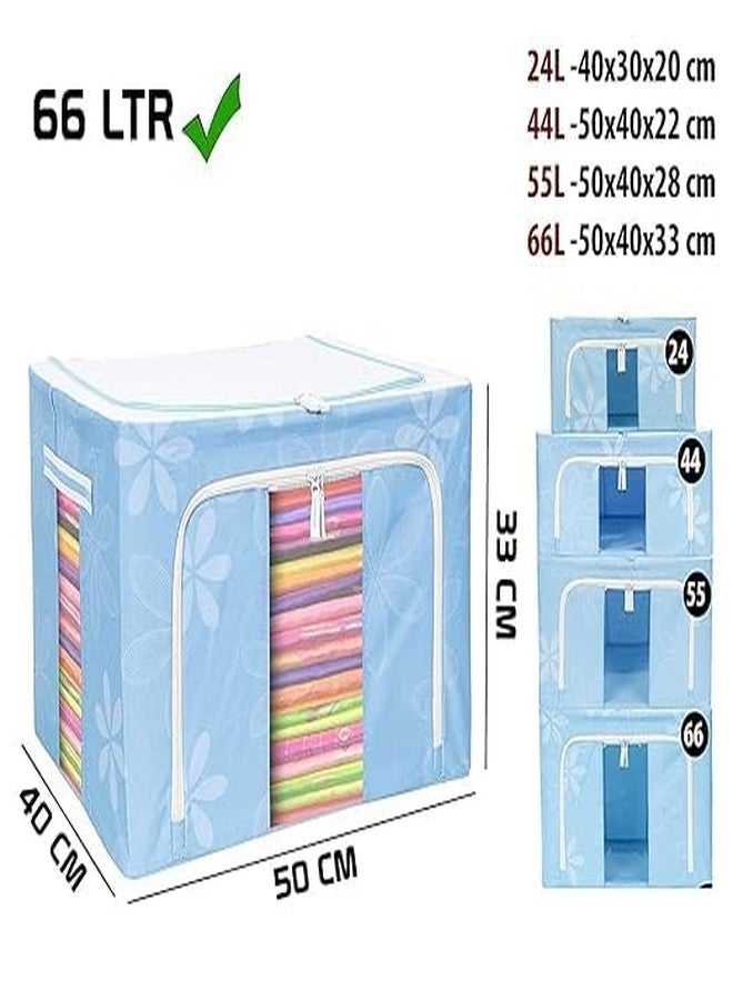 CABLE GALLERY Storage Box and Organiser 66 Liter Wardrobe Organizer for Storage Foldable Steel Frame Storage organiser with Zipper with Clear Window & Handles Storage Bags for Clothes Large size. (1) - Image 4