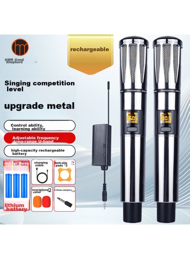 The Good Shepherd Good Shepherd Wireless Microphone System For Home Ktv, Singing, Stage Hosting, Meetings, Speeches, Outdoor Karaoke, Tv Sound, Anti-howling, Metal Rechargeable, Professional All-purpose Dual-channel - Image 1