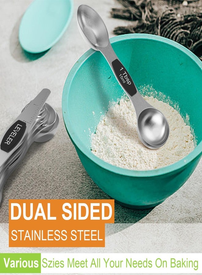 Wildone Magnetic Measuring Spoons Set - Wildone Stainless Steel Double Sided Measuring Spoons Set of 7 Black, for Dry & Liquid Ingredients, Including 6 Heavy Duty Nesting Spoons, 1 Leveler, Fits in Spice Jar - Image 3