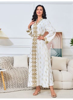 Madam Uniq White Long Sleeve Women's Muslim Robe Maxi Dress  - Image 4