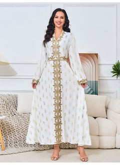 Madam Uniq White Long Sleeve Women's Muslim Robe Maxi Dress  - Image 1