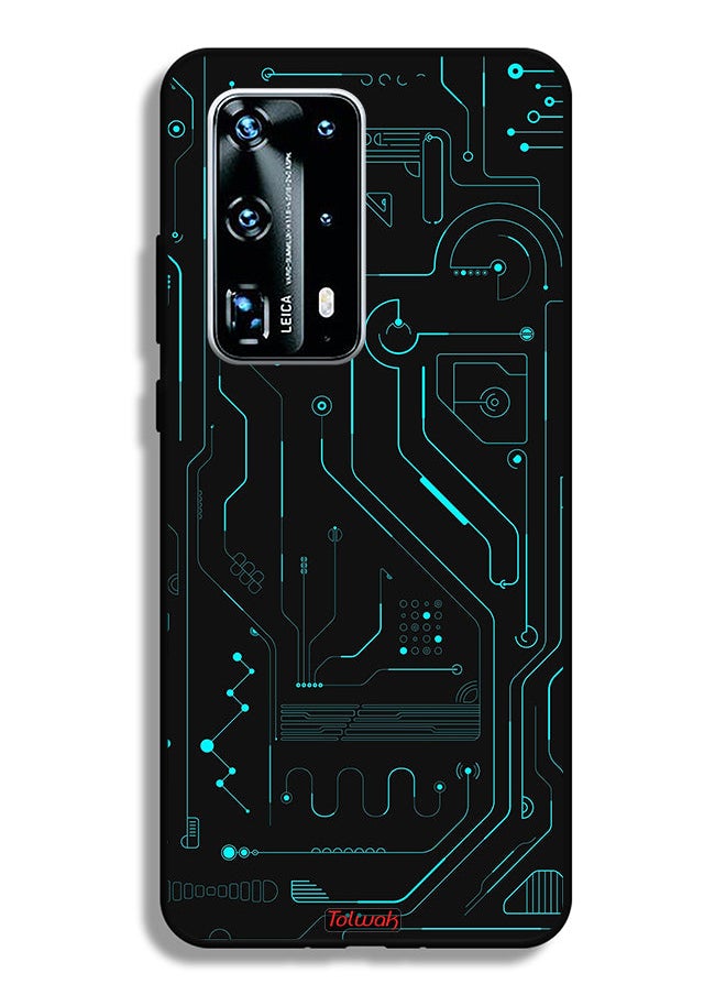 Tolwak - غطاء حماية لهاتف Huawei P40 Pro Plus 5G دوائر فنية رقمية بسيطة شاشات متعددة - Image 1