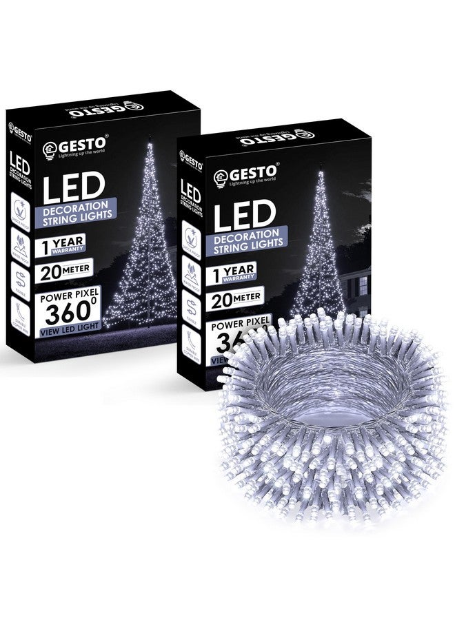 Gesto White Led Serial Lights for Decoration - String Lights for Home Decoration,Fairy Lights | Christmas, Diwali Decoration Lights for Balcony | Copper Wire Pixel Light (20 Meter | Pack of 2) - Image 1