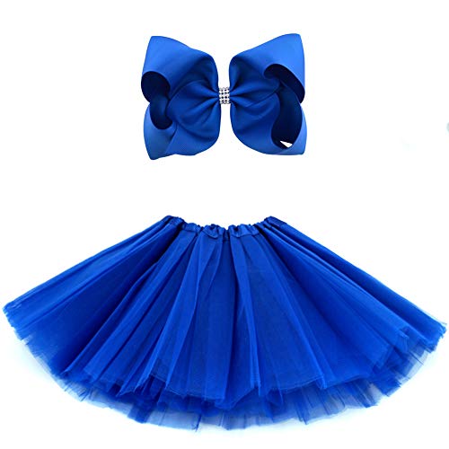 BGFKS 5 Layered Tulle Tutu Skirt for Girls with Hairbow, Ballet Dressing Up Kid Tutu Skirt Dark Blue - Image 5