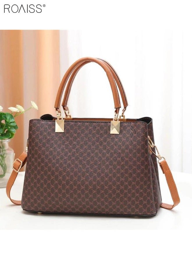 roaiss - Women's Fashionable Checkered Crossbody Bag Pu Leather Handbag With Exquisite Pendant Accessories - Image 1