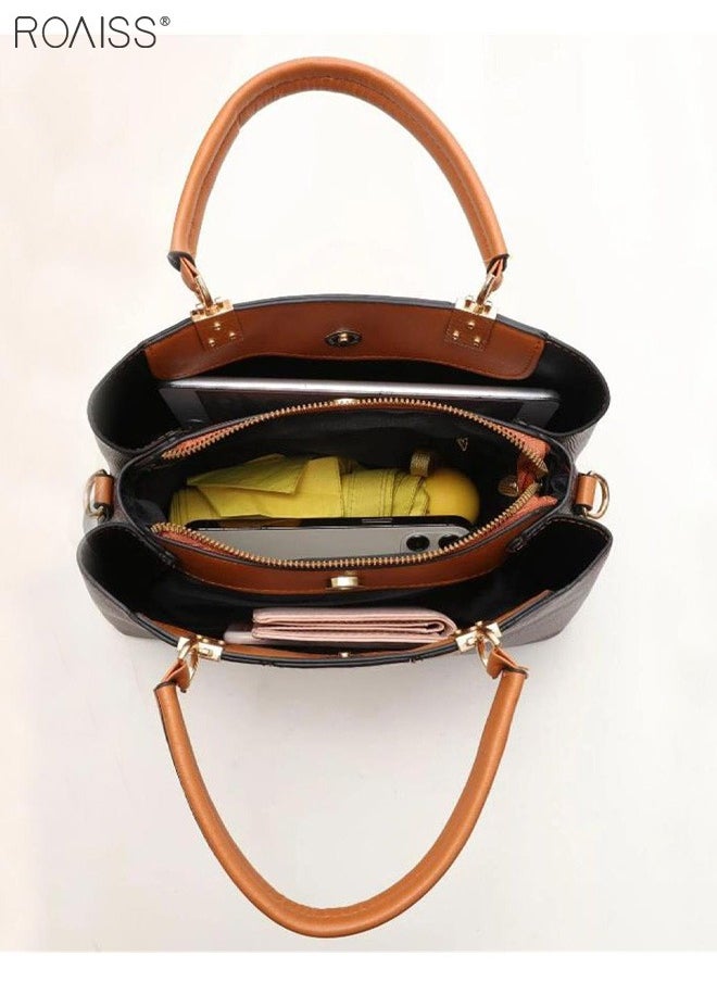 roaiss - Women's Fashionable Checkered Crossbody Bag Pu Leather Handbag With Exquisite Pendant Accessories - Image 1