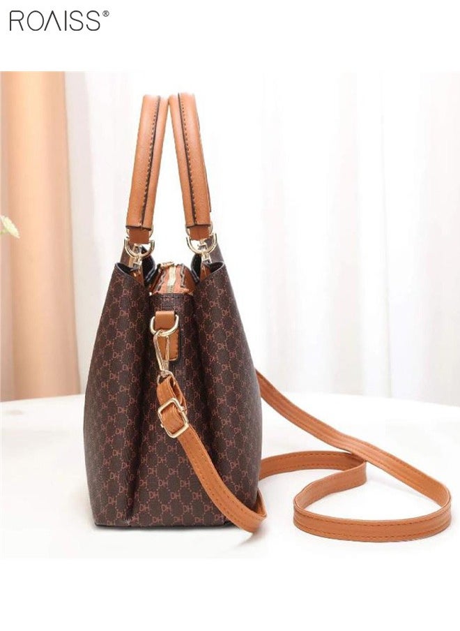 roaiss - Women's Fashionable Checkered Crossbody Bag Pu Leather Handbag With Exquisite Pendant Accessories - Image 1
