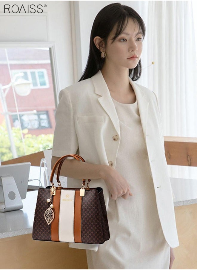 roaiss - Women's Fashionable Checkered Crossbody Bag Pu Leather Handbag With Exquisite Pendant Accessories - Image 1