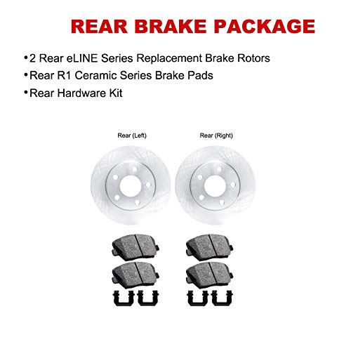 R1 Concepts Rear Brakes and Rotors Kit |Rear Brake Pads| Brake Rotors and Pads| Ceramic Brake Pads and Rotors |Hardware Kit |fits 2008-2017 Honda Accord, 2009-2014 Acura TSX - Image 3