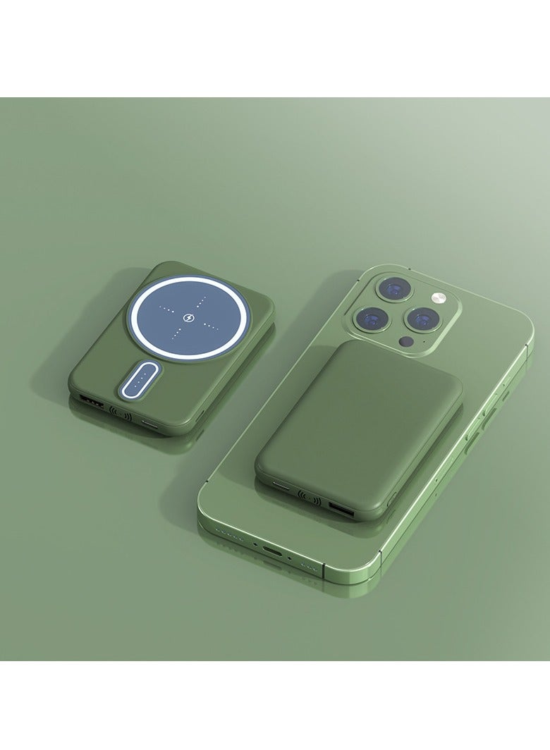 بنك طاقة للشحن اللاسلكي، جديد صغير ومريح ومبتكر وسعة كبيرة وشحن سريع ومصدر طاقة متنقل (الأخضر 10000 ما)