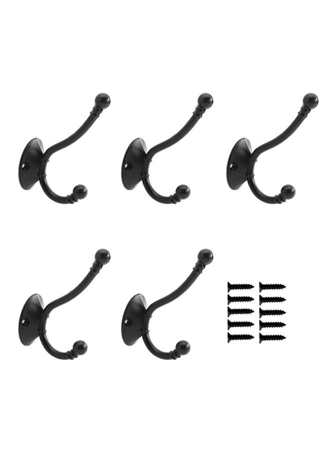 5 Pack Coat Hooks Wall Mounted, Metal Hooks ,Waterproof Rustic Shower Hanger Hooks for Garage Kitchen Bathroom with Screws (Black) - Image 1