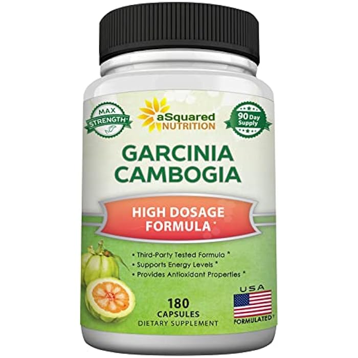 aSquared Nutrition Garcinia Cambogia 1600mg-180 Capsules-Natural Pure Extract Pills for Brain Health- Standardized Ultra HCA & Garcinia Cambogia Supplement Alternative to Gummies, Drops, Tea & Powder - Image 1