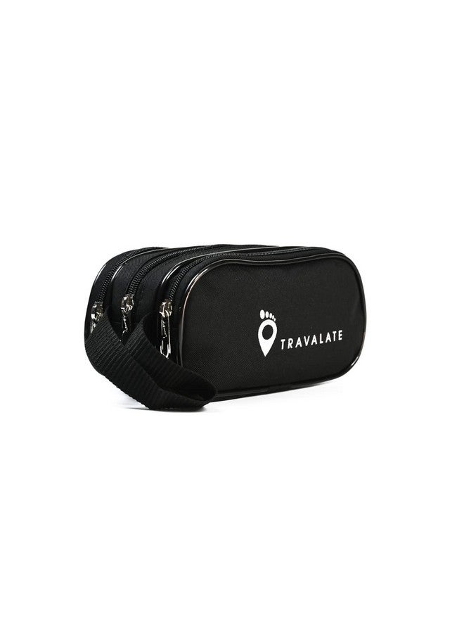 TRAVALATE Polyester Toiletry Bags Bags Makeup Shaving Kit Pouch Aider Rust Polyester Travel Kit Bag With Belt For Men And Women -Black, 5 cm - Image 1