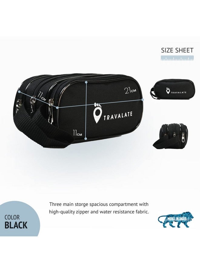 TRAVALATE Polyester Toiletry Bags Bags Makeup Shaving Kit Pouch Aider Rust Polyester Travel Kit Bag With Belt For Men And Women -Black, 5 cm - Image 2