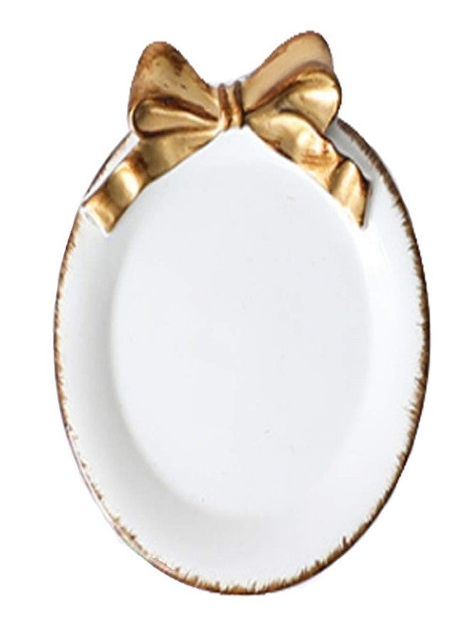 Teensery Vintage Resin Jewelry Holder Dry Fruit Snack Cake Dessert Jewelry Display Round Dish Trinket Tray Desktop Organizer Home Decorative (White)