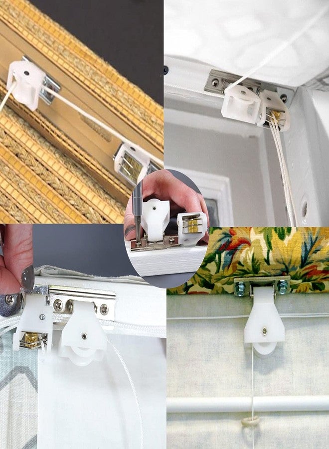 Cutelec 4pcs Cord Lock Mechanism for 3 line Swivel Type White Plastic and Stainless Steel Bracket for Roman Blinds Woven Wood Shades and Bamboo Blinds - Image 5