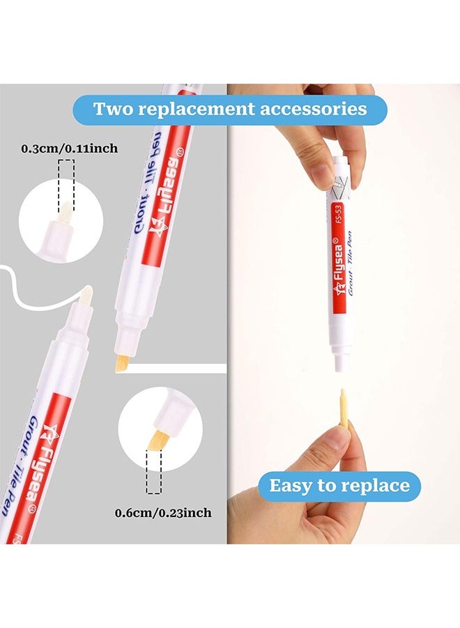 5 قطع بلاط القلم الجدار الجص المرمم القلم إصلاح ماركر الجص حشو القلم لاستعادة بلاط الجص الجدار الطابق الحمامات والمطبخ (أبيض) - Image 3