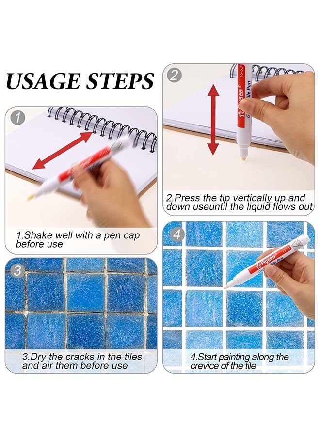 5 قطع بلاط القلم الجدار الجص المرمم القلم إصلاح ماركر الجص حشو القلم لاستعادة بلاط الجص الجدار الطابق الحمامات والمطبخ (أبيض) - Image 4