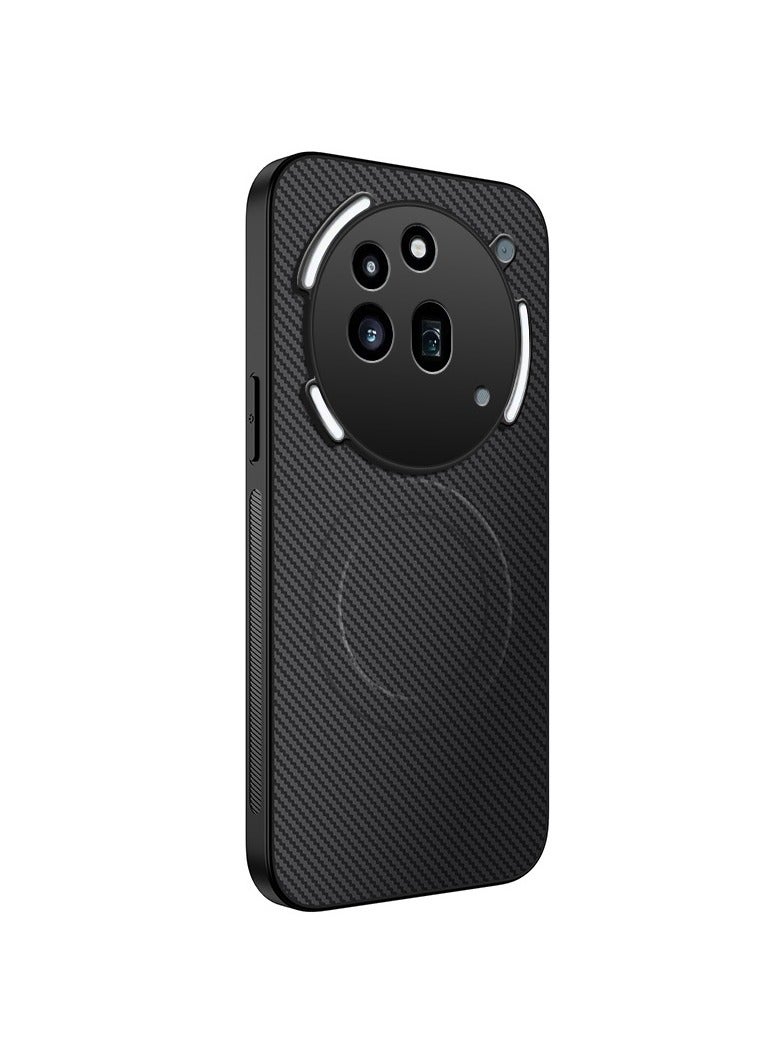 general Nothing Phone 3A Pro Carbon Fibre Textured Magnetic Case, Wireless Charging Compatible, Business Leather Pattern Drop Protection Case - Image 1
