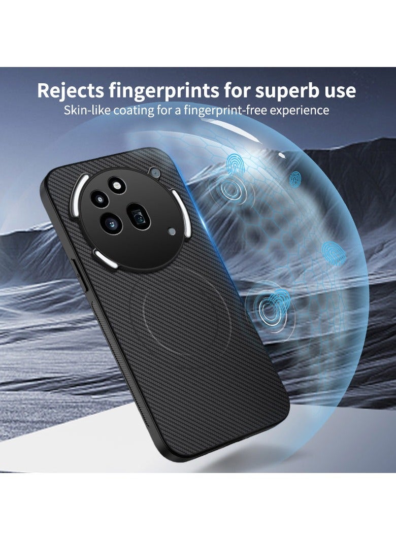 general Nothing Phone 3A Pro Carbon Fibre Textured Magnetic Case, Wireless Charging Compatible, Business Leather Pattern Drop Protection Case - Image 3