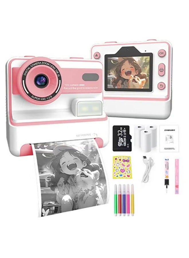 Bukela Children's Camera, Printable Photo Camera, Toddler Camera Toy for Children Aged 3-14, Digital Camera Birthday Gift for Girls Aged 4, 5, 6, 7, 8, 9, 10, 11, 12, 13 (pink), With 32 Tf Card Display and 2 Rolls Of Film - Image 1