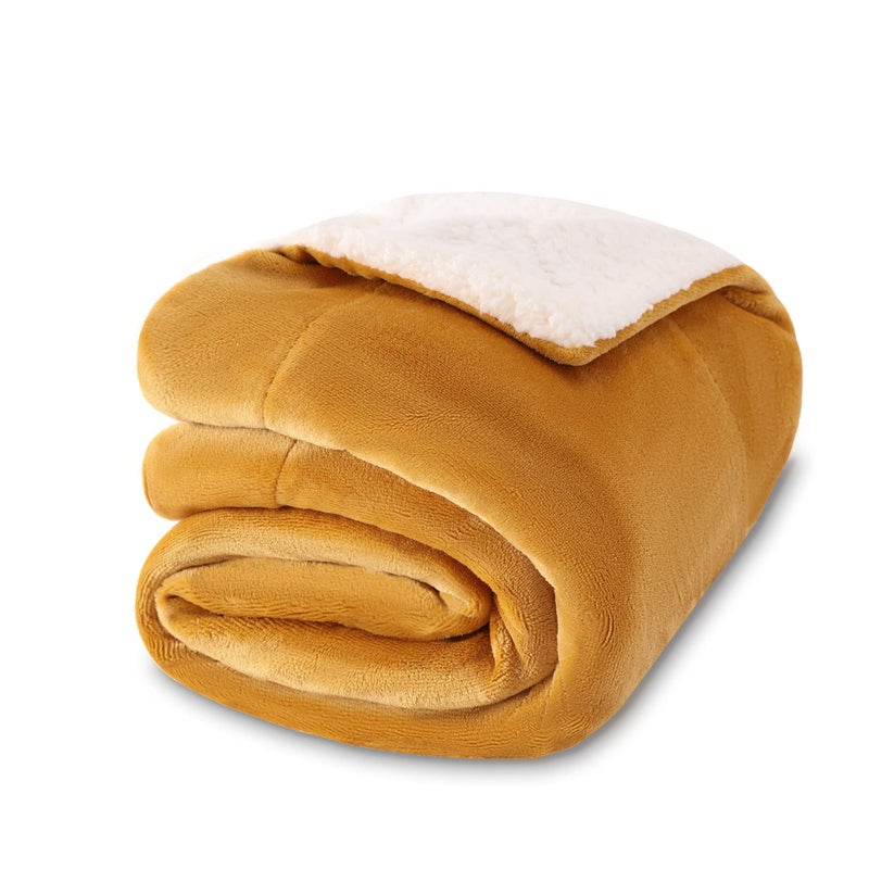 NANPIPER Baby Sherpa BlanketWarm Toddler Throw BlanketSoft Newborn Fleece Blanket for WinterGinger Yellow30x40 inches