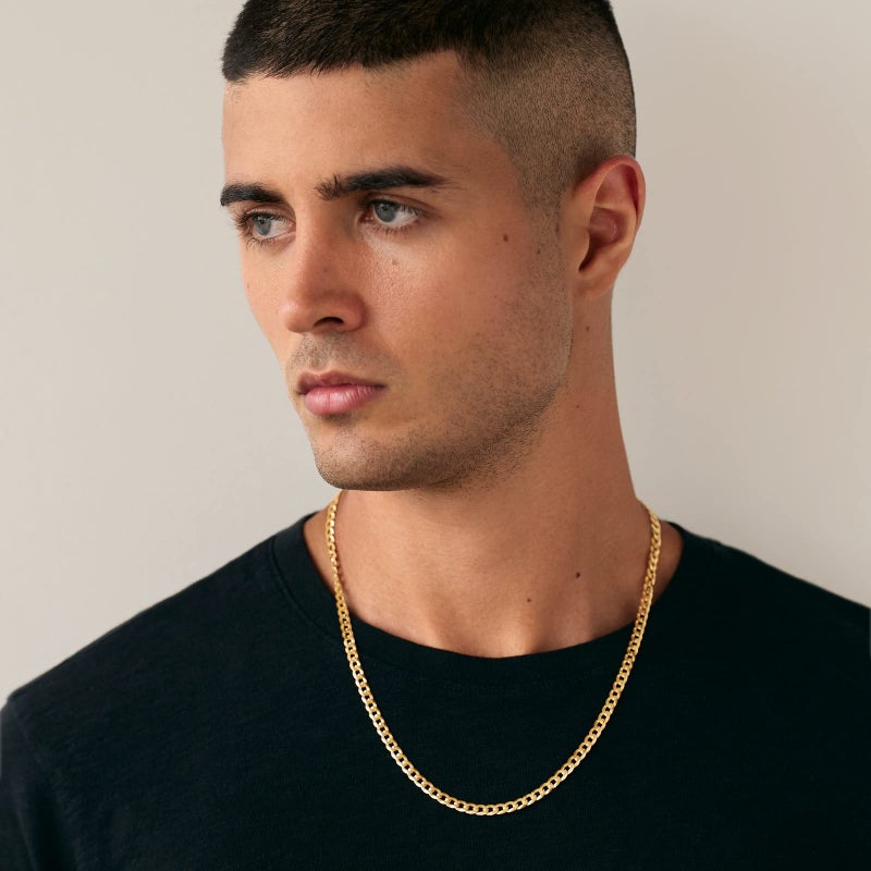 PAVOI سلسلة قلادة من الفضة الإسترلينية 925 عيار، مطلية بالذهب عيار 22 قيراط، بسماكة 5 مم، مصنوعة في إيطاليا (22، ذهب أصفر) للرجال والنساء - Image 5