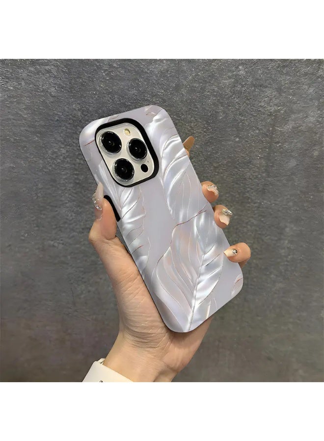 Temu Stylish shiny silver leaf design iPhone case, strong protection and a luxurious touch, shock and scratch resistant, with raised edges to protect the camera and screen, compatible with iPhone 16 Pro - Image 2