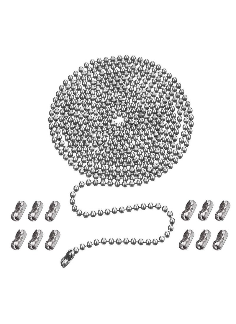 SmoTecQ Ceiling Fan Pull Chain 120 Rust Proof Copper 3mm Beaded Ball Light Pulls Extension Chains with 12 Connectors Silver 