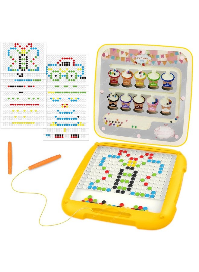 FunBlast Magnetic Beads Board Game for Kids - MagPad, Educational Learning Toys for Kids, Magnetic Dot Art Game, Magnetic Drawing Board, Double Sided Magnetic Suction Drawing Pad for Kids (Yellow) - Image 1