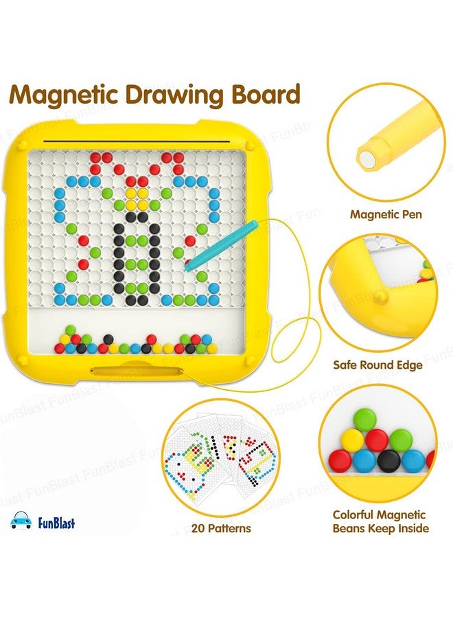FunBlast Magnetic Beads Board Game for Kids - MagPad, Educational Learning Toys for Kids, Magnetic Dot Art Game, Magnetic Drawing Board, Double Sided Magnetic Suction Drawing Pad for Kids (Yellow) - Image 5
