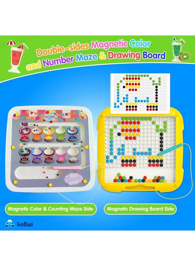 FunBlast Magnetic Beads Board Game for Kids - MagPad, Educational Learning Toys for Kids, Magnetic Dot Art Game, Magnetic Drawing Board, Double Sided Magnetic Suction Drawing Pad for Kids (Yellow) - Image 2