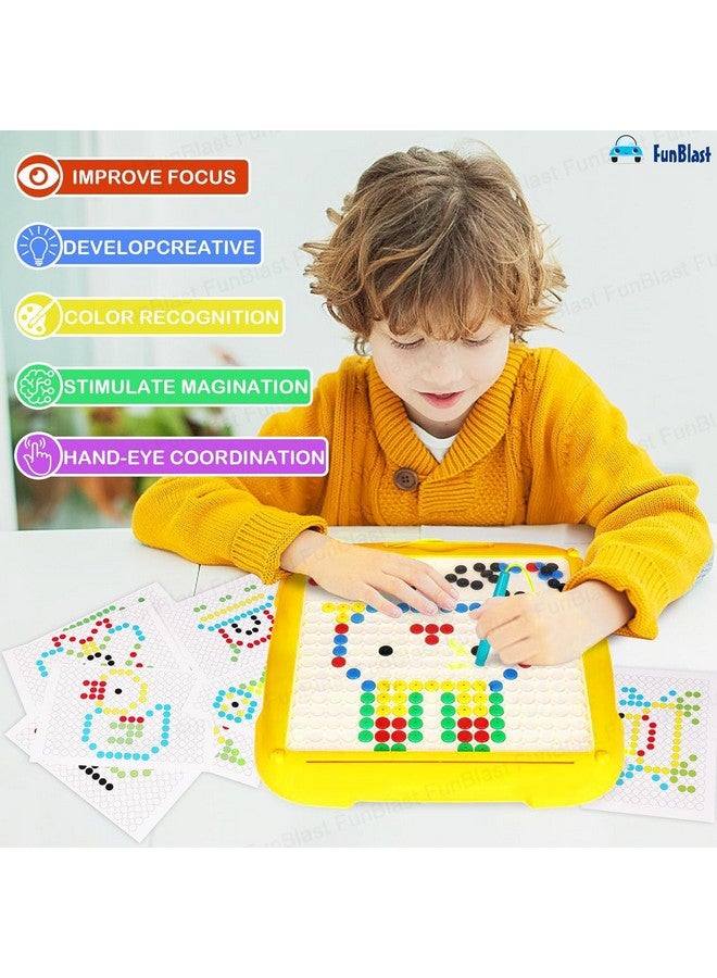 FunBlast Magnetic Beads Board Game for Kids - MagPad, Educational Learning Toys for Kids, Magnetic Dot Art Game, Magnetic Drawing Board, Double Sided Magnetic Suction Drawing Pad for Kids (Yellow) - Image 4