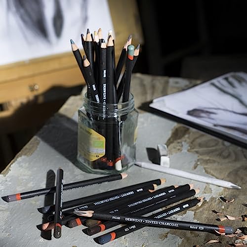 Derwent Tinted Charcoal Drawing Pencils Blister, Watersoluble Pencils, Ideal for Smuding and Blending, Professional Quality - 2301689 (Set of 6) - Image 5