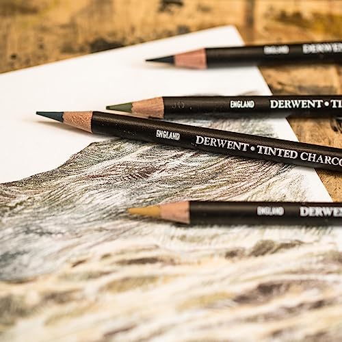 Derwent Tinted Charcoal Drawing Pencils Blister, Watersoluble Pencils, Ideal for Smuding and Blending, Professional Quality - 2301689 (Set of 6) - Image 3