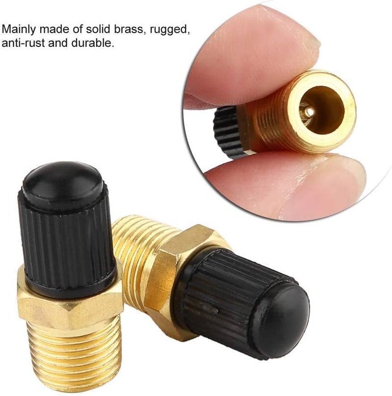 woobles Car Tire Inflating Valve, 2Pcs 1/8" NPT MPT Car ABS + Brass Air Compressor Tank Fill Valve - Image 2