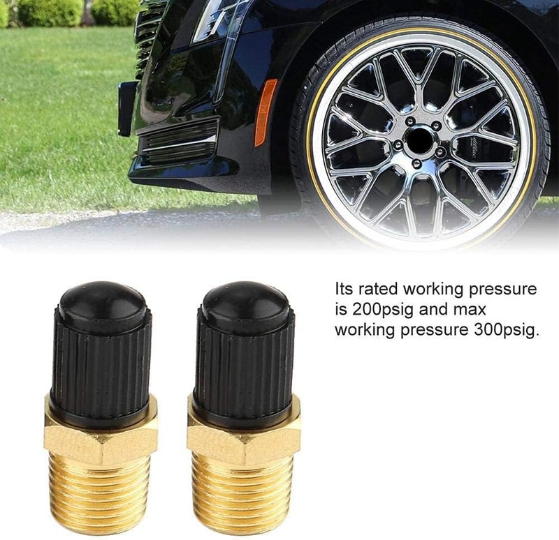 woobles Car Tire Inflating Valve, 2Pcs 1/8" NPT MPT Car ABS + Brass Air Compressor Tank Fill Valve - Image 4