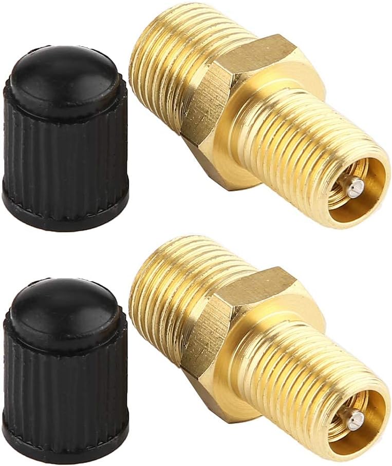 woobles Car Tire Inflating Valve, 2Pcs 1/8" NPT MPT Car ABS + Brass Air Compressor Tank Fill Valve - Image 1