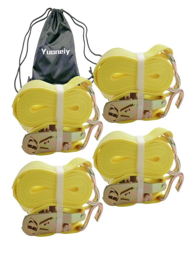 Yuoneiy Ratchet Straps Tie Down Straps Heavy Duty (4PK) 2” x 15” x 4400 lbs J Hook Cargo Tie-Downs Straps for Motorcycle, ATV, UTV, Trailer - Image 2